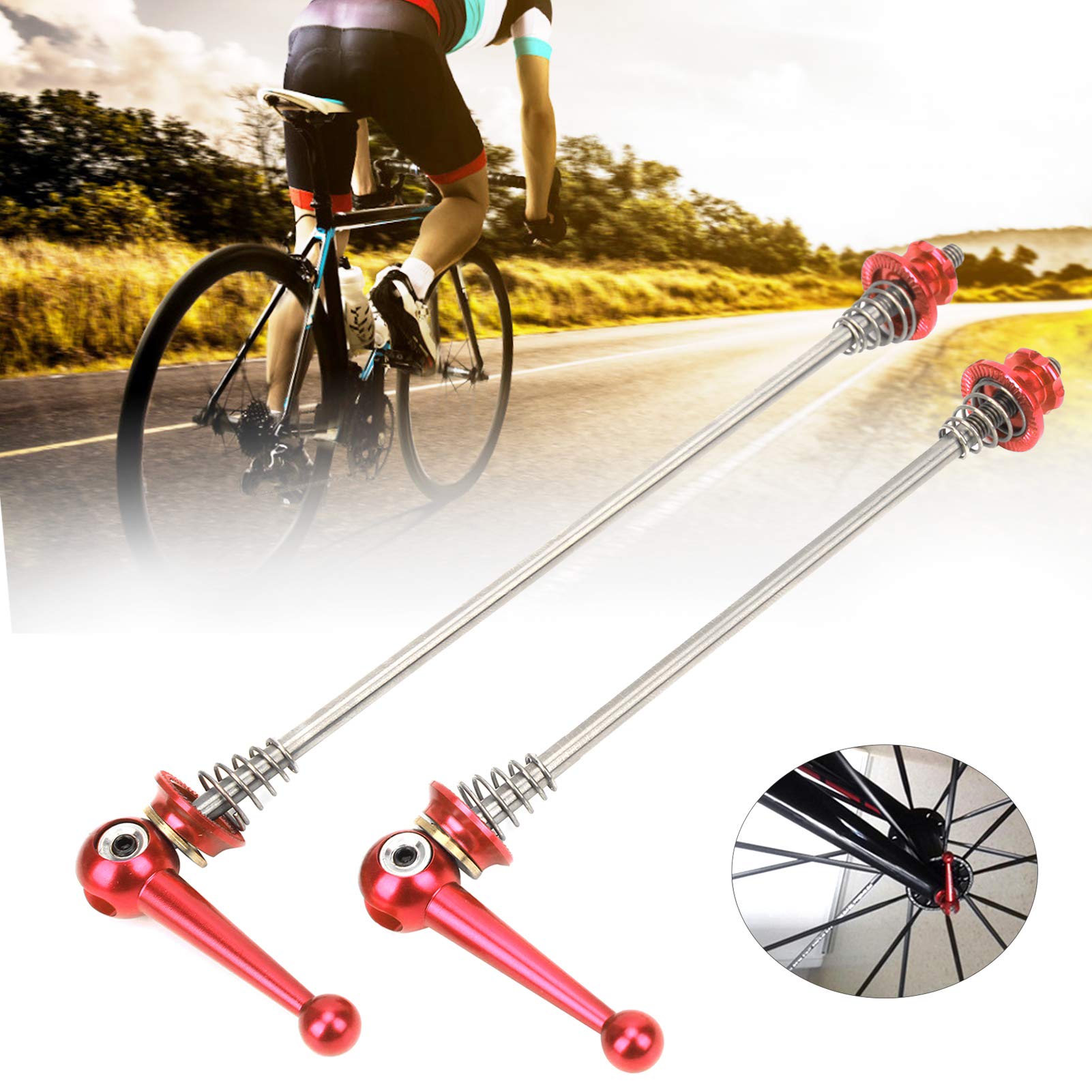 Brochettes à Dégagement Rapide Pour Vélo - Paire Avant/arrière | Montage Sans Outils | Noir/rouge/argenté