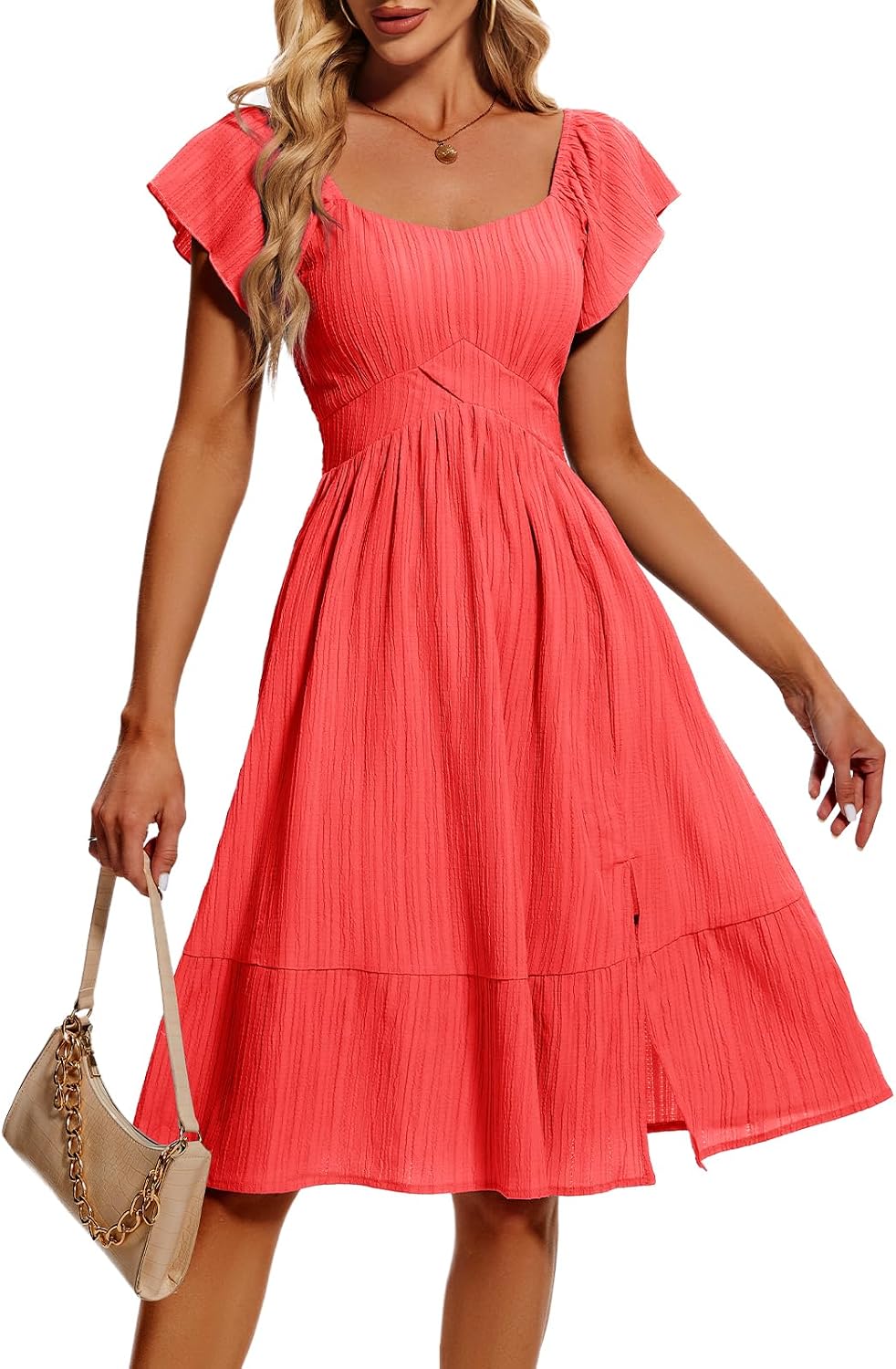 Women's Chiffon High-Low Cocktail Dress - Floral Lace Hem, Strapless, A-Line For Weddings, Parties, Graduation