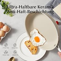 Set de tigăi antiaderente cu înveliș ceramic Redchef 20, 24, 28 cm, pentru inducție și toate tipurile de plite, fără PTFE, PFAS, PFOA, bej 4
