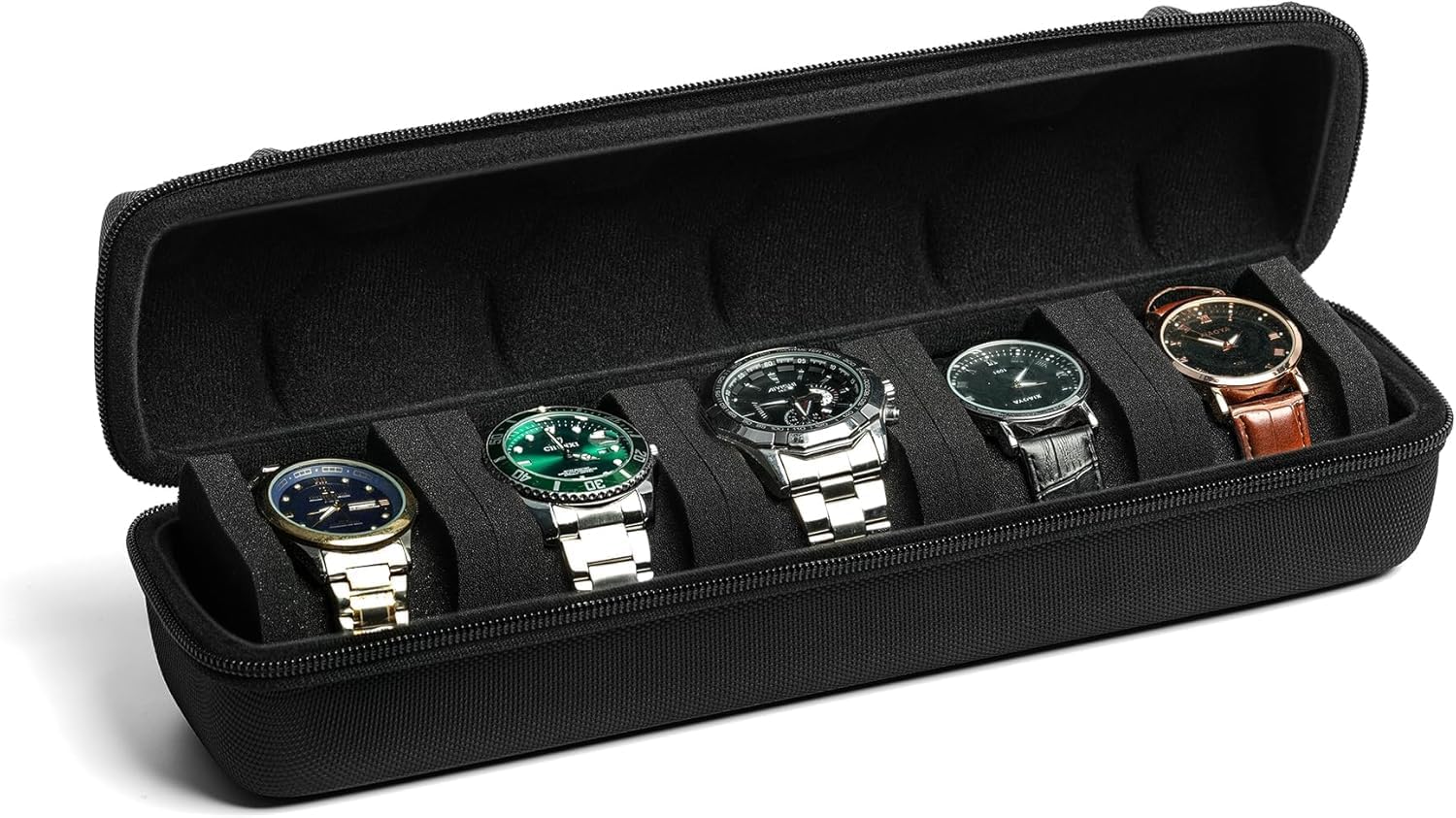 Boîte de rangement pour montre de voyage avec fermeture éclair, robuste et portable, convient pour tous les bracelets et montres connectées jusqu'à 60 mm, compatible avec