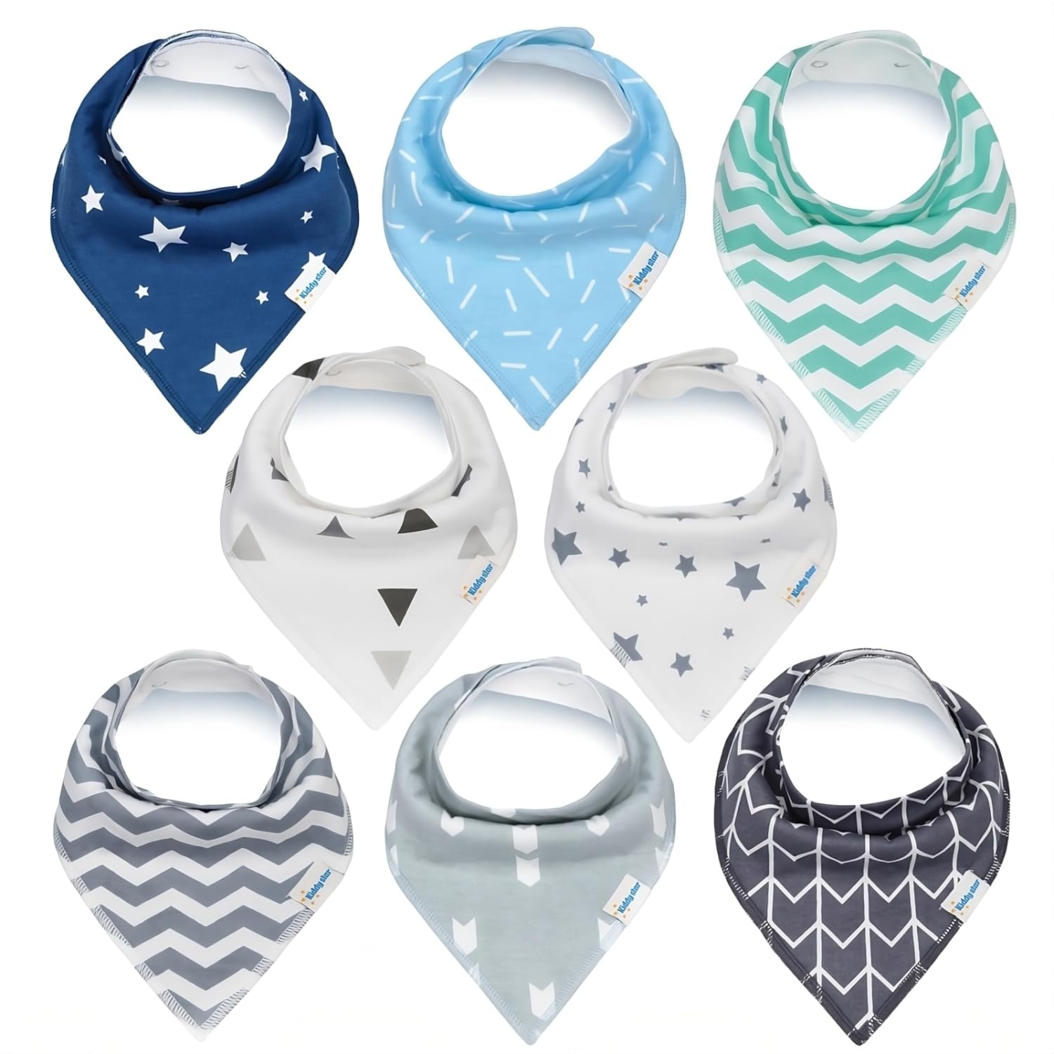 KiddyStar Double Layer Bandana Bibs - Thick, Multi Snaps, Organic Cotton - Soft & Absorbent - For Drooling, Teething, Feeding