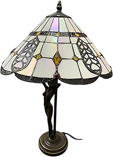 Tiffany Lamps, Stained Glass Handmade Tiffany Vintage Bedside Table Lamps for Living Room, Bedroom, and Lounge (Sculptured Style Base, 14 Inches)