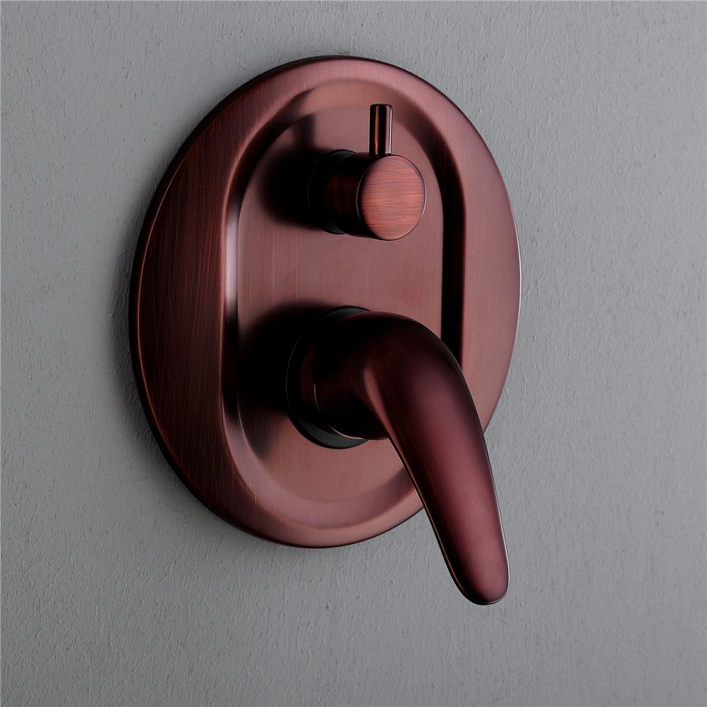 Set Doccia, Miscelatore Doccia in Ottone Massiccio con valvola in Ceramica a Parete e Finitura Bronzo Anticato, Rubinetto Doccia a Pioggia in Ottone da 8", A