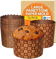 Vista 1 de SHSH trade group Molde de paska para pan de Pascua de 12 onzas, 12 unidades, molde de papel para panettone de Pascua, molde de papel panettone