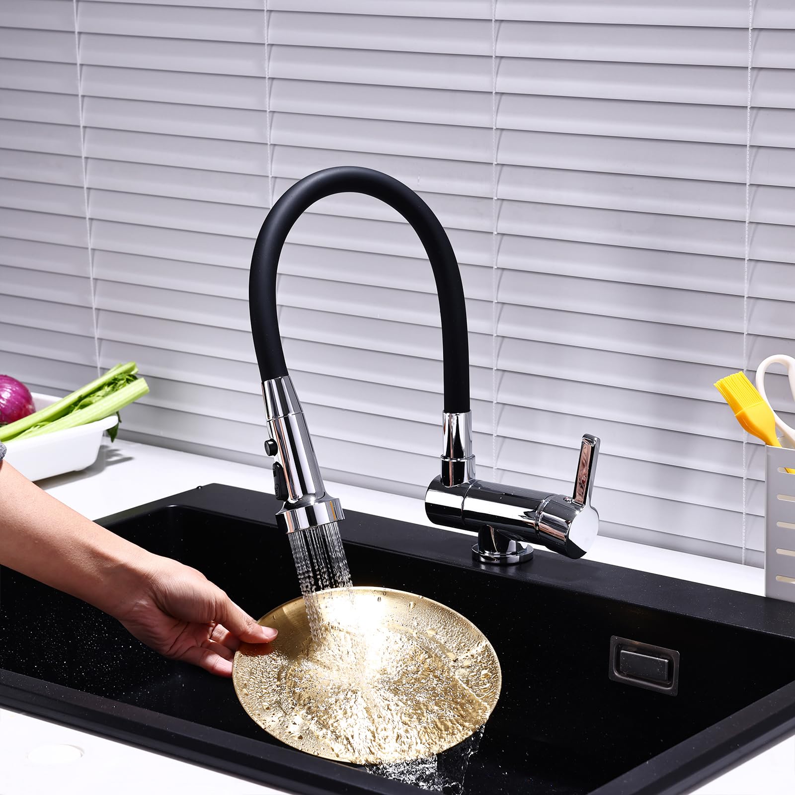ZYCHSJXA Foldable Kitchen Tap Chrome Flexible Hoses Taps with Rotation Spout Folding Faucet for Hidden Concealed Bar Sink