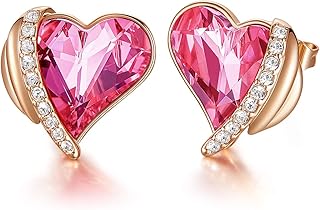 CDE Earrings for Women Heart Stud Earrings Jewellery Valentines Christmas Wedding Anniversary Birthday Mother's Day Jewelry Gifts for Her Wife Girlfriend Mum