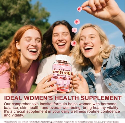Miniatura 7 de Suplemento de gomitas de mio-inositol y D-Chiro inositol para mujeres de 2000 mg + 50 mg de proporción ideal 401 con magnesio y vitamina D3 para el