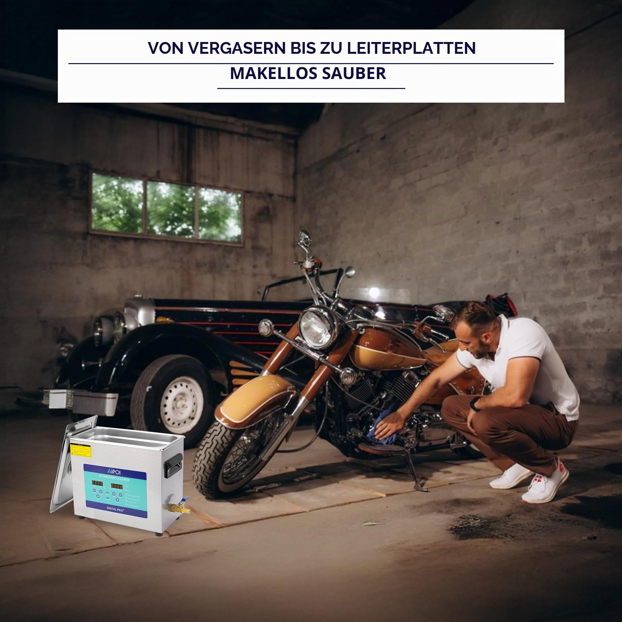 Ultraschallreinigungsgerät 6,5L – Edelstahl Ultraschallreiniger mit Heizung 180W für Vergaser, Metallteile, Fahrrad- & Autoteile, Leiterplatten, Laborinstrumente