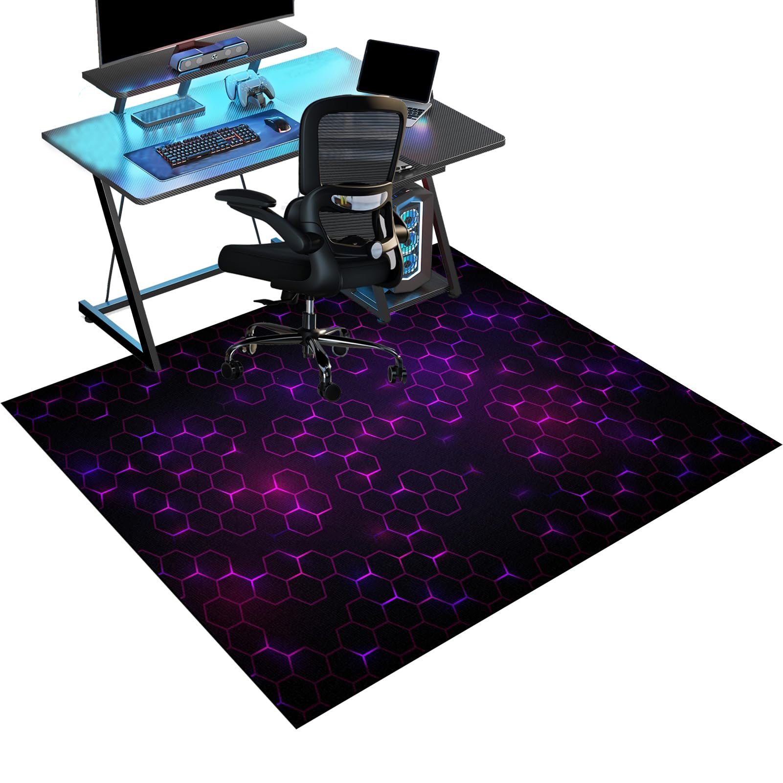 Gaming Chair Mat for Hardwood Floor Non-Slip Floor Protection Mat 100 x 140 cm Office Chair Mat for Carpets Anti-Slip Floor Protector Mat Computer Desk Chair Mat for Gaming Room Home Office Decor