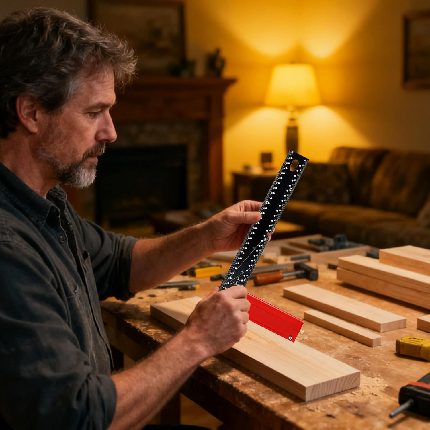 Right Angle Ruler - 12 Inch L Square Ruler, Aluminum Alloy Framing Square | Multifunctional Measuring Tool for Carpentry, Woodworking, Construction, Drywall, Metalwork, Drafting, DIY Projects,