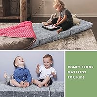 Vista 8 de MeMoreCool Colchón plegable para niños, con manta, que brilla en la oscuridad, tapete para siesta de suelo para dormir, guardería, colchón plegable