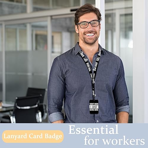 Miniatura 7 de I Just Work Here - Cordones para insignias de identificación, divertido carrete de insignias retráctil con cordón para profesores, mujeres, niños,