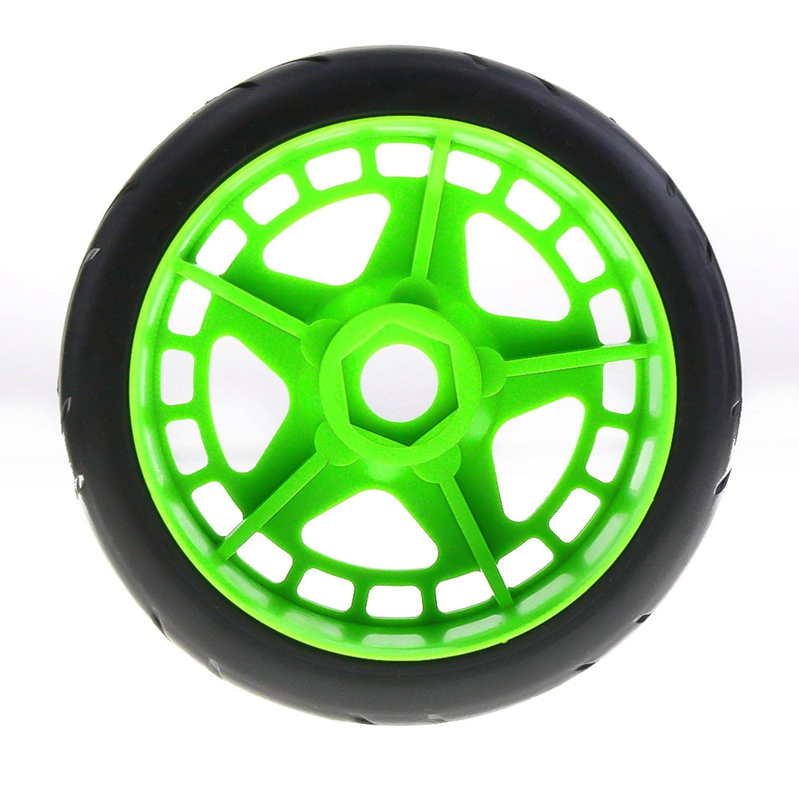 4 Stück RC Auto Reifen Gummireifen Felgen Ersatzteile für 1 7 1 8 Modellautos mit Zuverlässigem Halt für Spiel Dekoration, Leuchtendes Grün