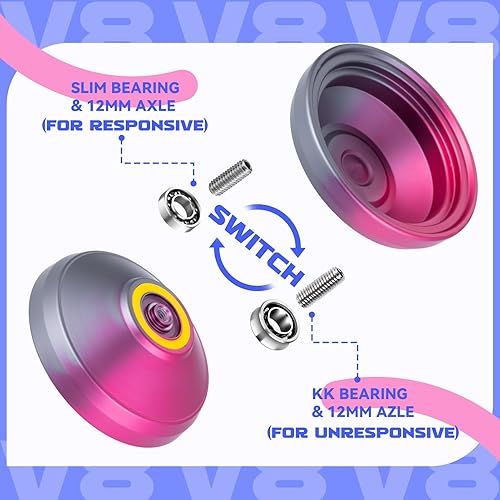 Miniatura 3 de Yoyo profesional sensible Yoyo V8  Yoyo de metal para niños principiantes, reemplazo de yoyo de doble propósito que no responde para adultos + 12