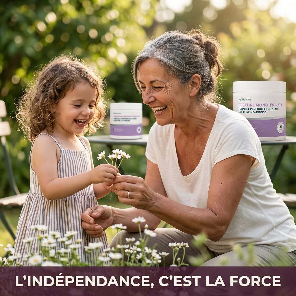 NutriSolution Créatine + D-Ribose pour Femmes 50+ | Préserve la Masse Musculaire, Soutient l'Énergie Quotidienne | 3000mg Créatine, 1750mg D-Ribose Par Portion