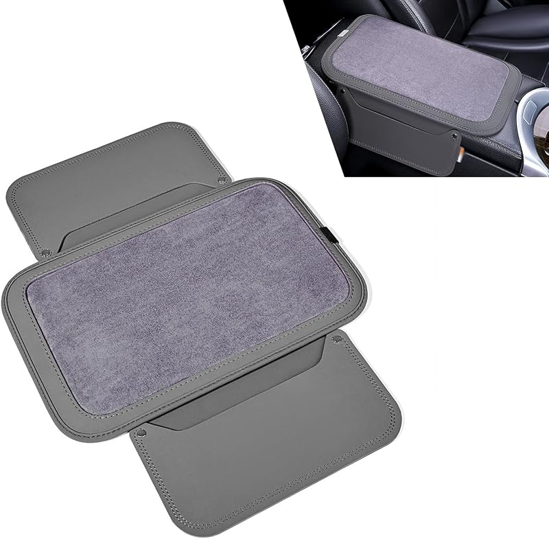 Capa para apoio de braço do console central lekiliky com bolsos laterais – Cinza