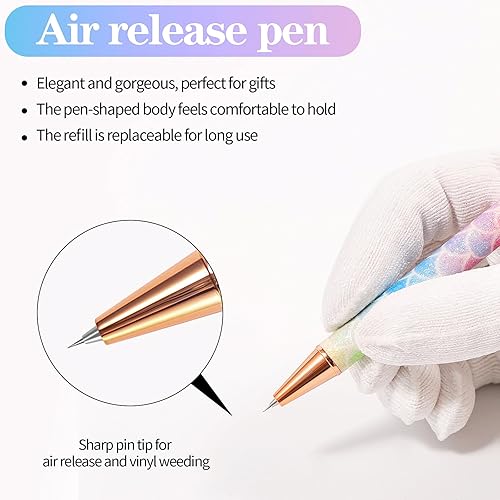 Miniatura 8 de VINYL FROG Bolígrafo de escardado con purpurina arcoíris, 3 unidades, escamas de arcoíris, punta fina, herramienta de deshierbe para vinilo adhesivo