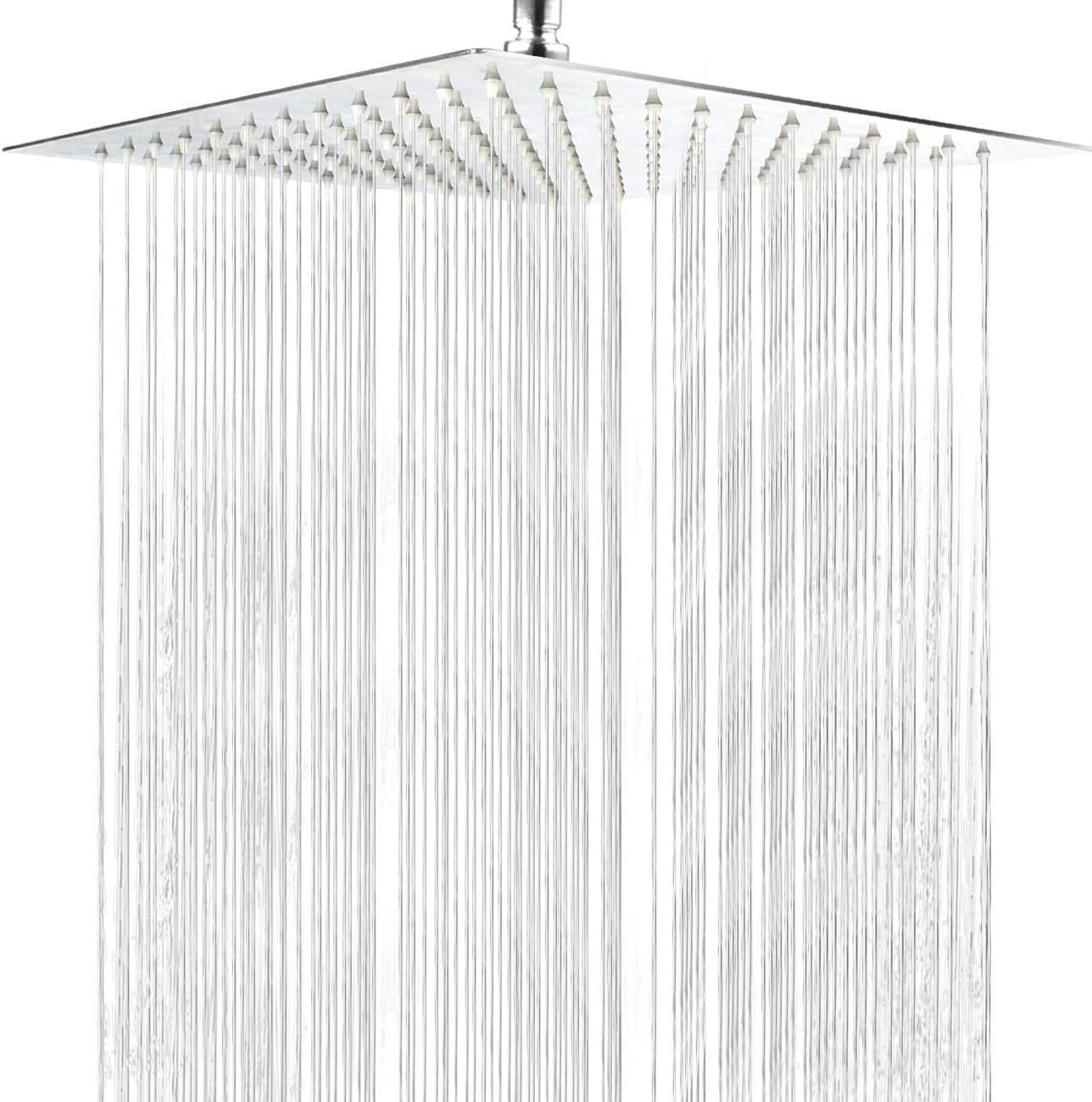 12 inch Rainfall Shower Head Square, Waterfall Rain Showerheads High Pressure Large Flow Sprayer, Stainless Steel Chrome, Easy to Install