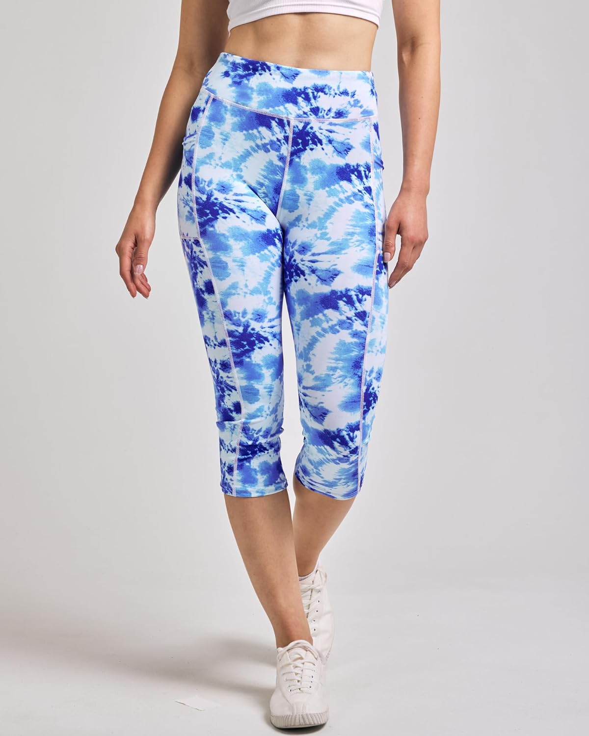 Real Essentials 4 Pack: Women's Capri Leggings with Pockets Casual Yoga Workout Exercise Pants (Available in Plus Size) - Image 4