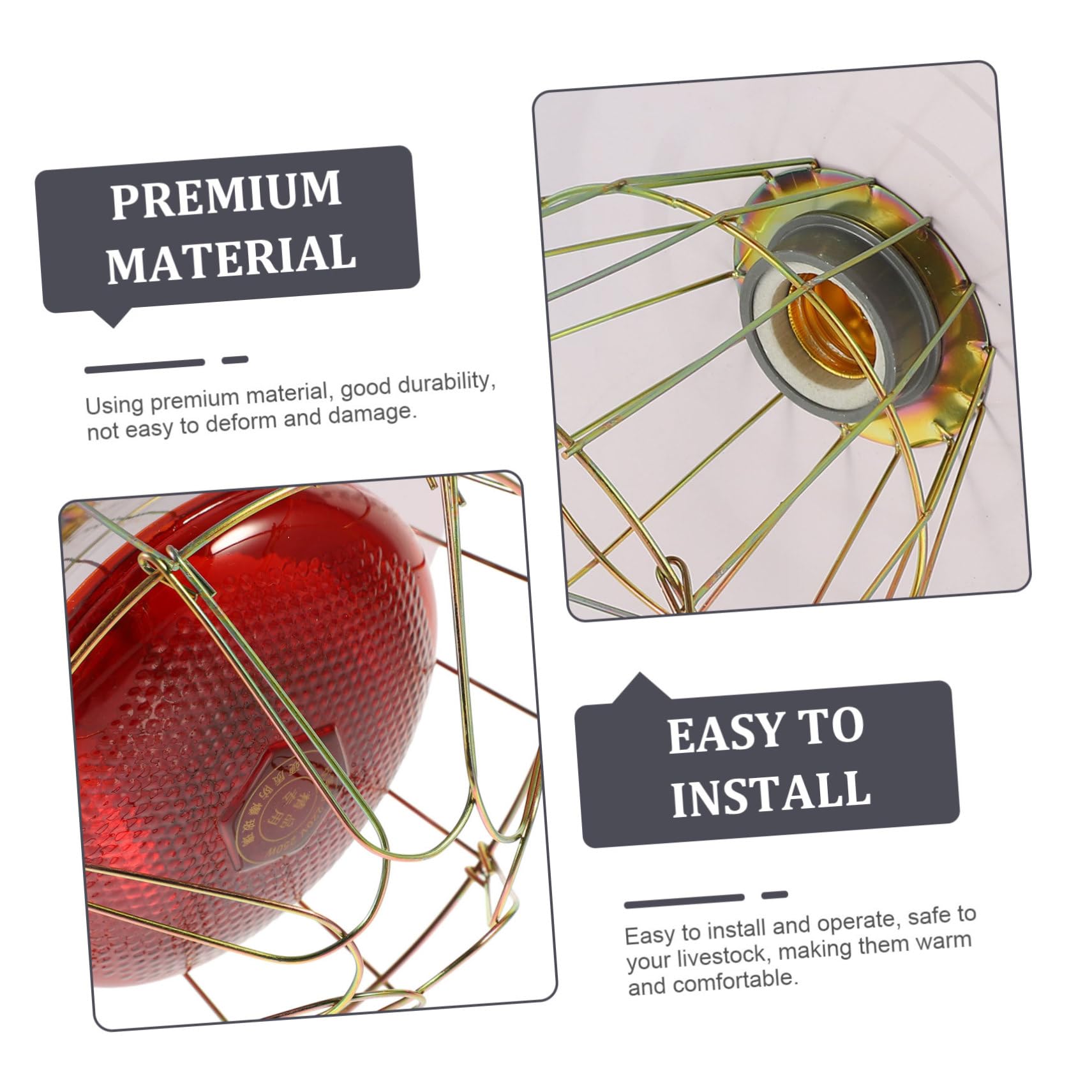 Luxshiny Lampada Riscaldante per Bestiame Coprilampada in Metallo Bianco Resistente ad Alte Temperature per Gabbie di Animali e Maialini in Spazi Interni Domestici Colore Casuale
