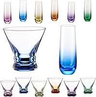Vista 1 de ColoVie Martini Glasses set of 6,Champagne Flutes set of 6, Stemless, Colored