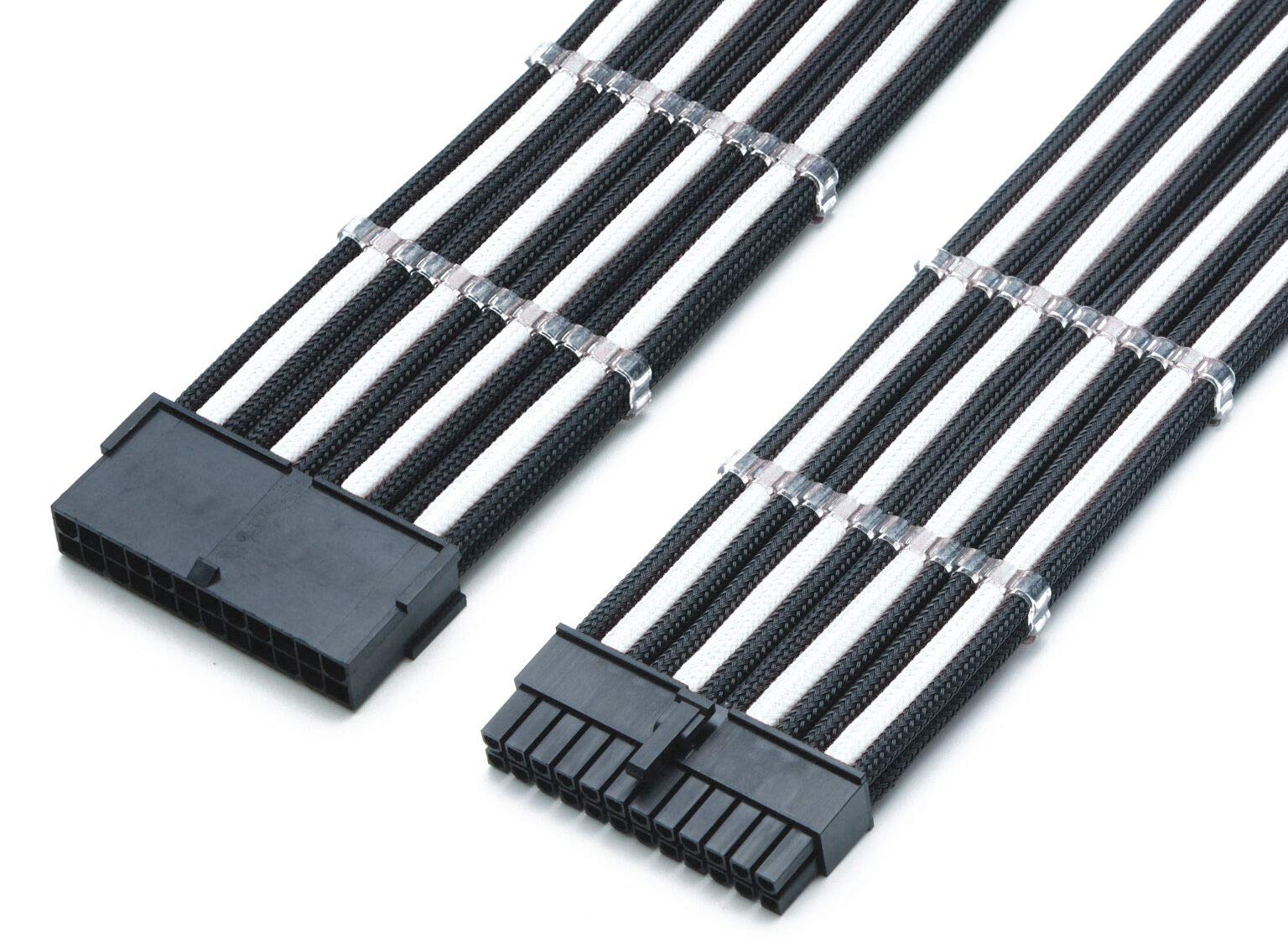 Shakmods 30cm BLACK 24 Pin ATX Motherboard Black Extension Sleeved Cable with 2 Free Cable Comb — view 8