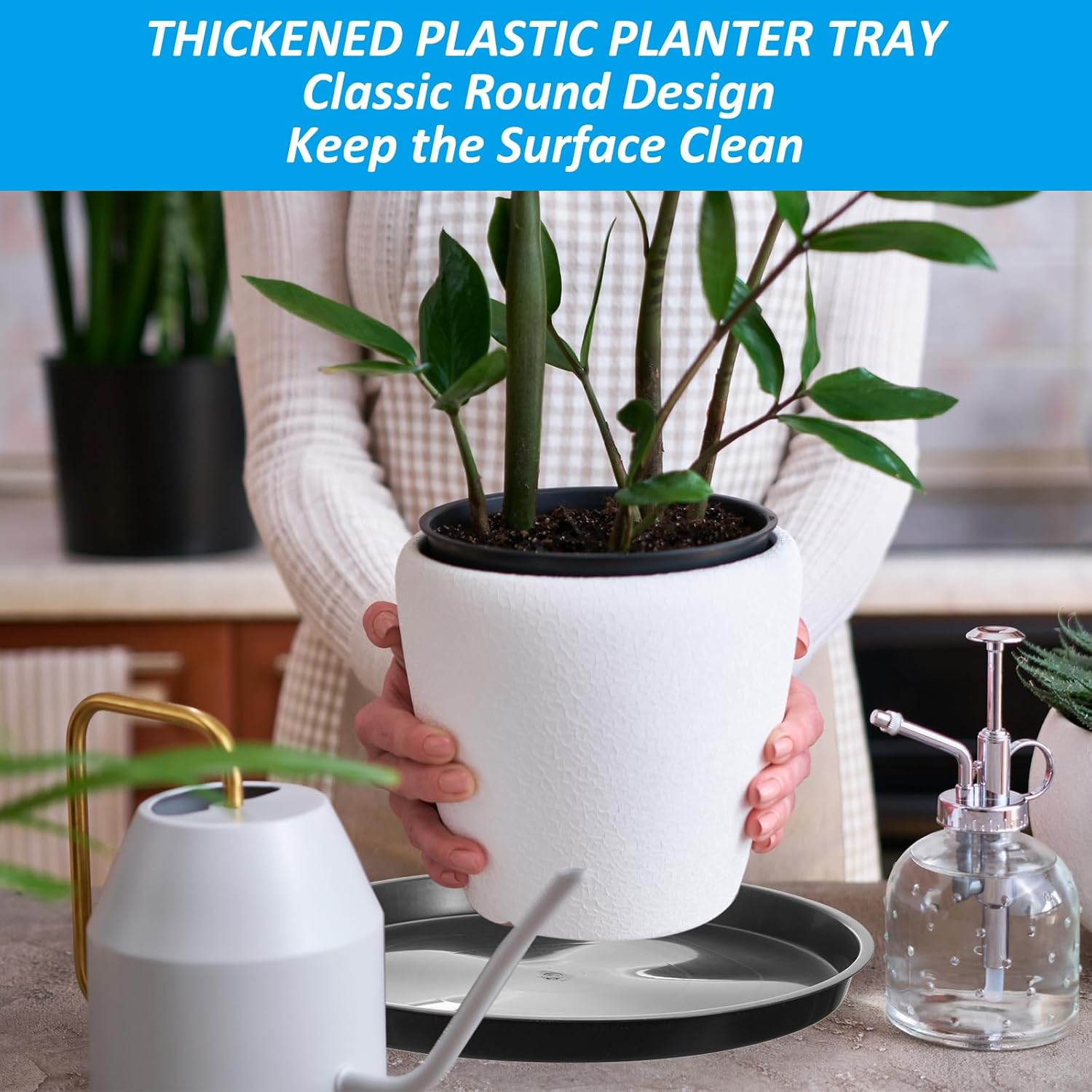 PATIKIL Plant Saucer Tray, 2 Pack 17 Inch Round Plant Saucer Plastic Plant Pot Drip Trays for Indoors Outdoors, Black