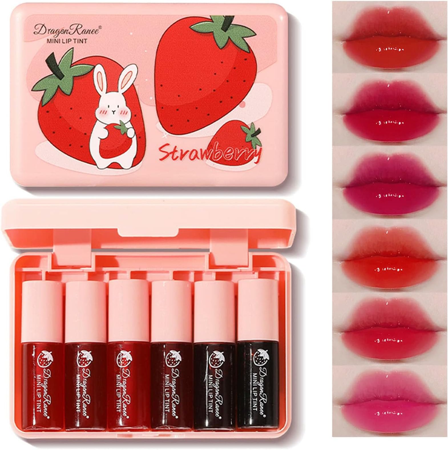 Lip Tint Stain Set, 6 Colors Mini Liquid Lipstick Korean Lip Stain Long Lasting, Water Tint Stain Transfer-Proof, Multi-use Lip and Cheek Tint, High Pigment, Makeup Gift For Women and Teenage Girl