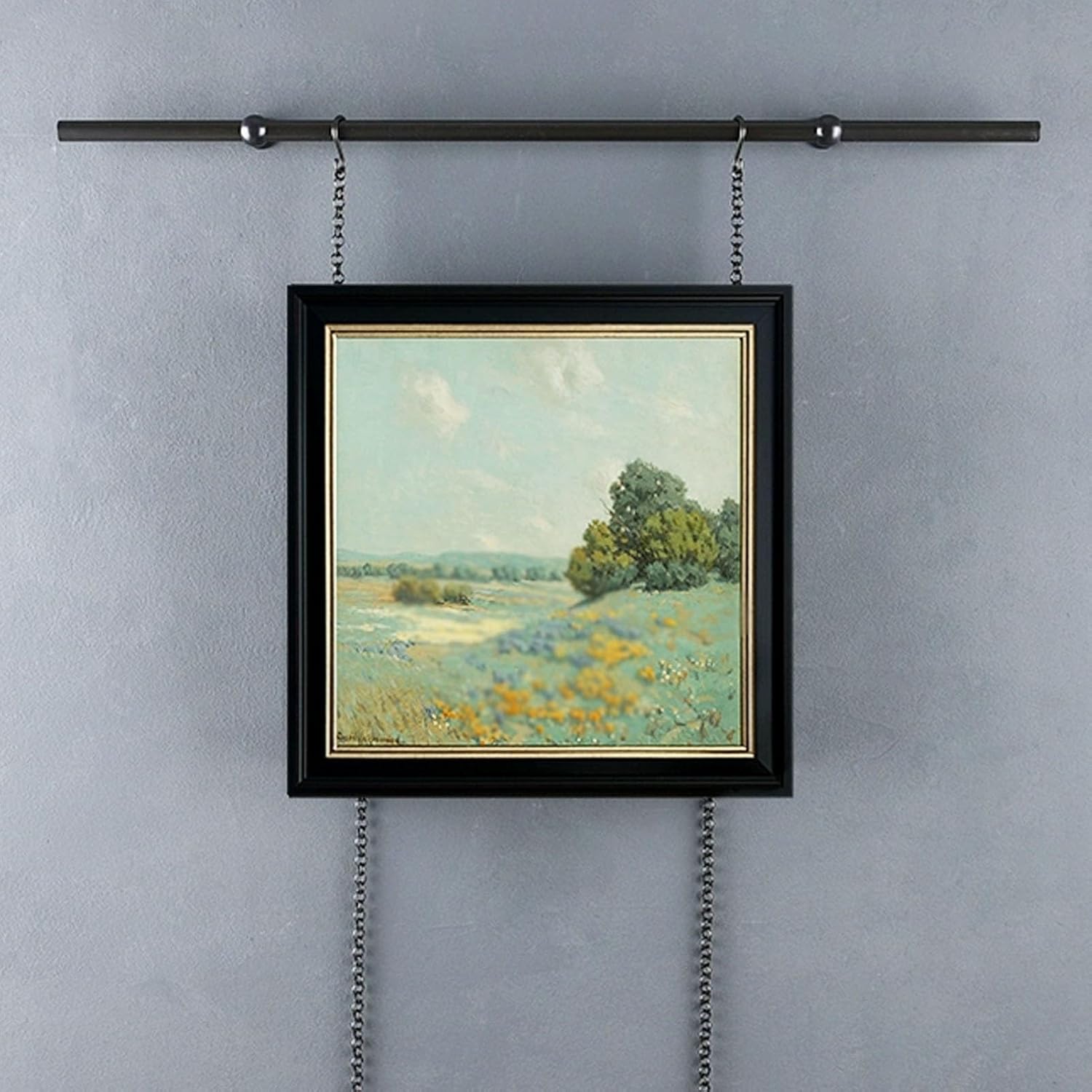 Adjustable Picture Rail Hanging System Vintage Brass, Picture Hanging Kit for Heavy Pictures Artwork, Home Museum Gallery Rails Wire Wall Decor, Black-43in/110cm