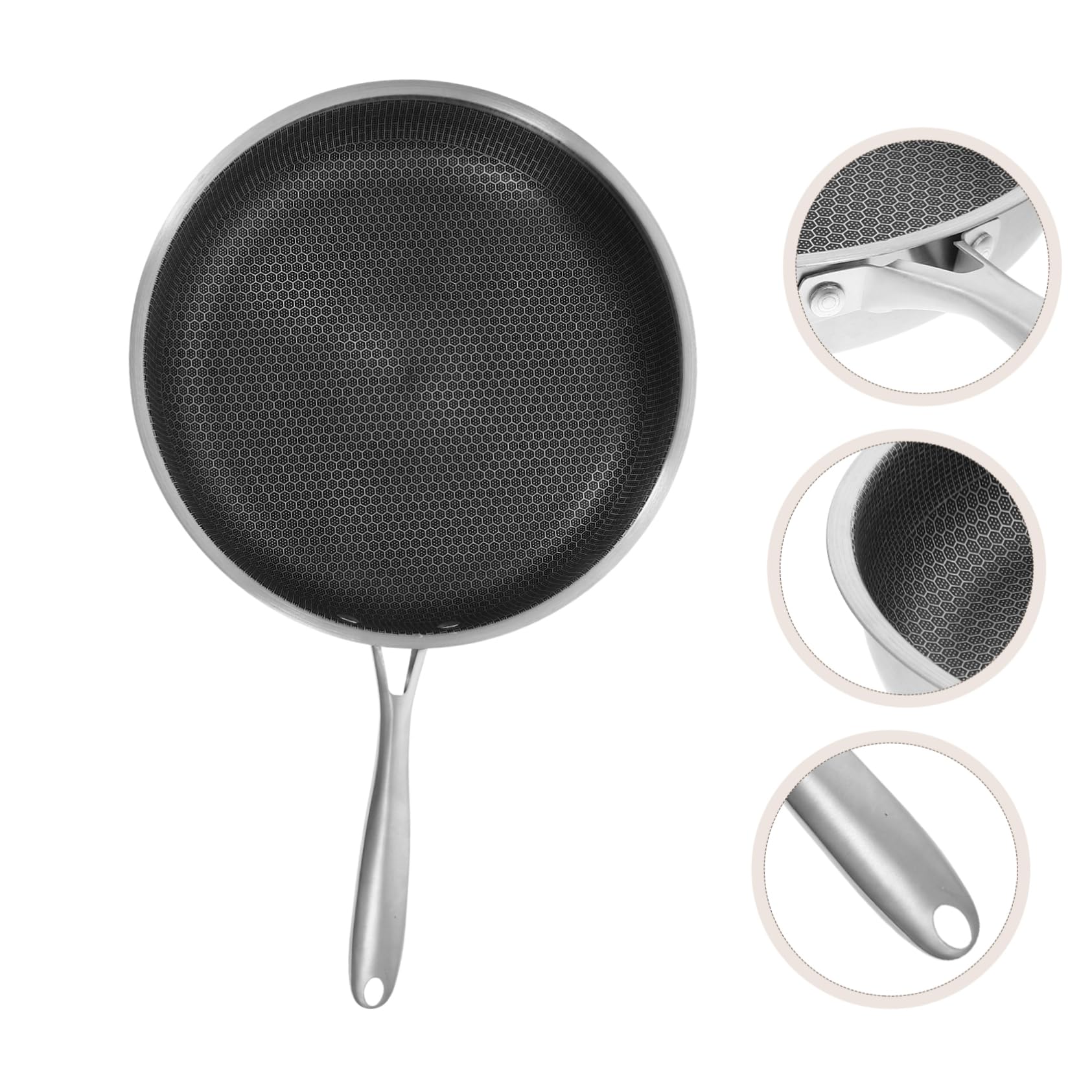 SOLUSTRE Padella in Acciaio Inossidabile Con Fondo Nido D'ape Per Uova e Pancake, Antiaderente, Compatibile Con Piano Cottura a Induzione