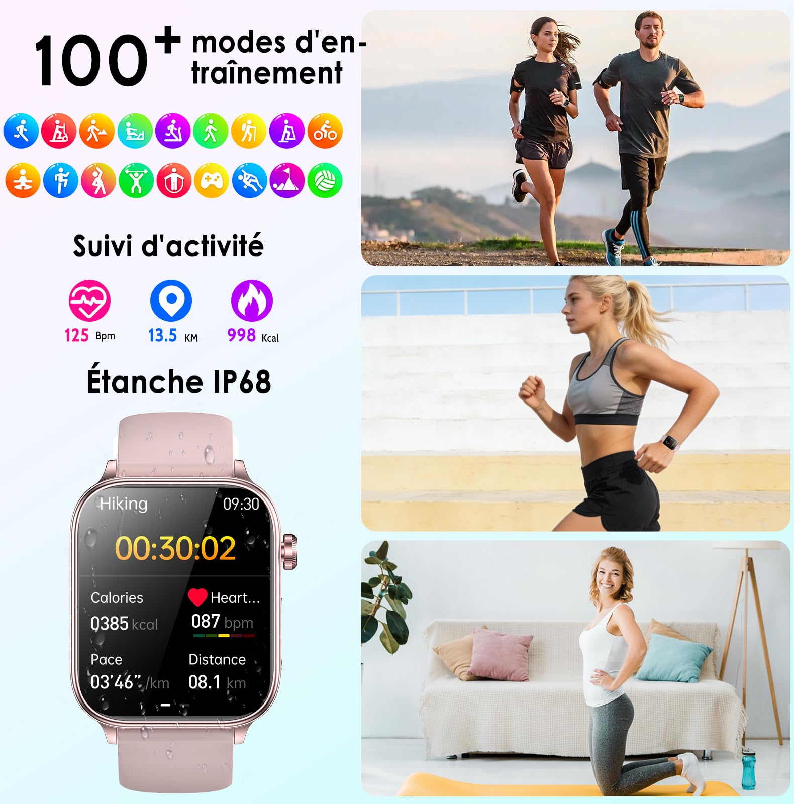 Marsyu Montre Connectée Santé avec ECG/HRV/Pression Artérielle/Sommeil/SOS