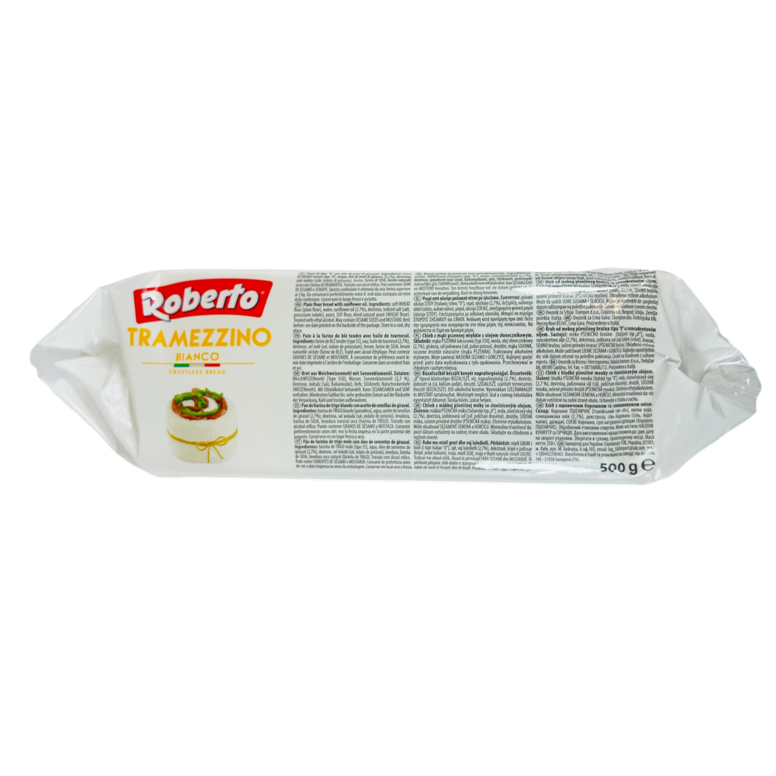 Roberto - 3er Pack Original italienisches Tramezzino Tramezzini Weißbrot - Weissbrot Tramezzone Tramezzinibrot (Toast ohne Rand, Rinde) in 500 g Packung