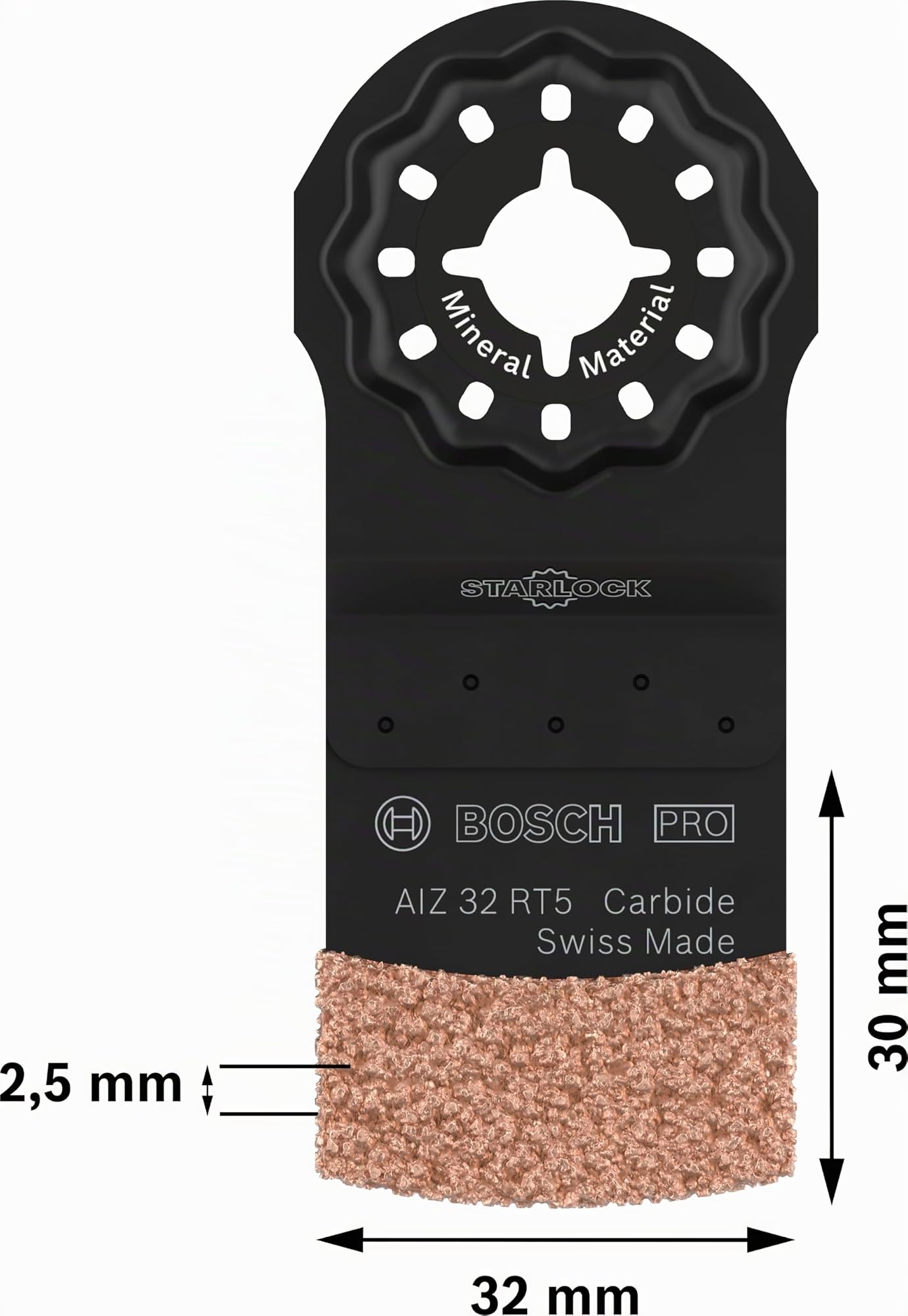 Bosch 1x Hoja multiherramienta PRO Multi Material AIZ 32 RT5 (para Mortero, Hormigón celular, Anchura 32 mm, Professional Accesorios Multiherramienta)