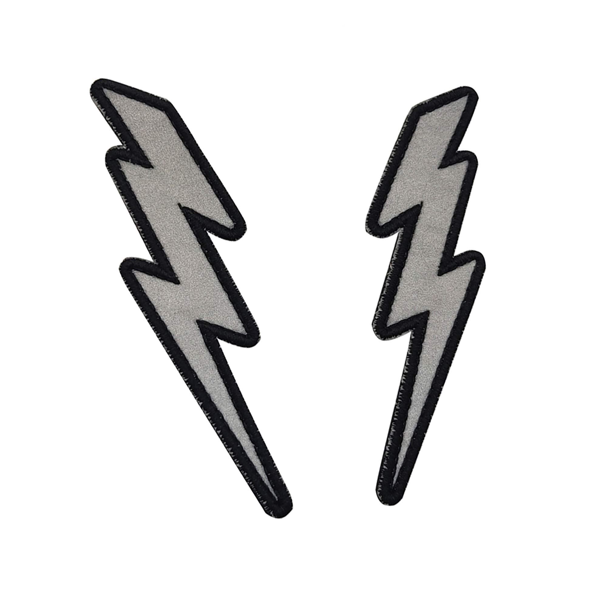 Reflective Lightning Patches,Lightning Tactical Morale Badge Patches - Sew On Clothes Bag Embroidered Badge Embroidery Applique of 2 Pieces (Large)