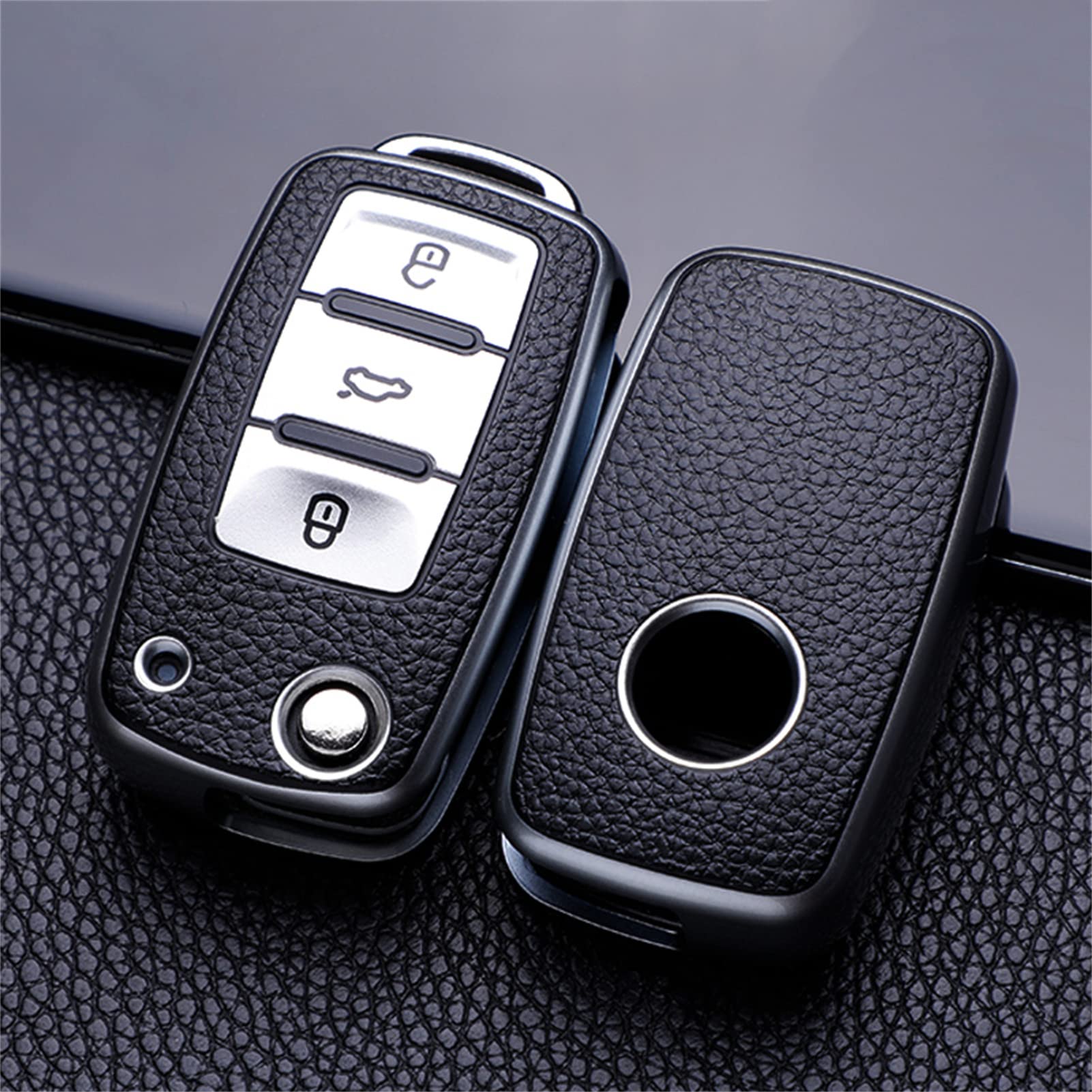 YIZMO Car Key Case Keys Full Cover Protection Shell Bag Compatible with Volkswagen Polo Tiguan Passat Golf Jetta Lavida Skoda Octavia