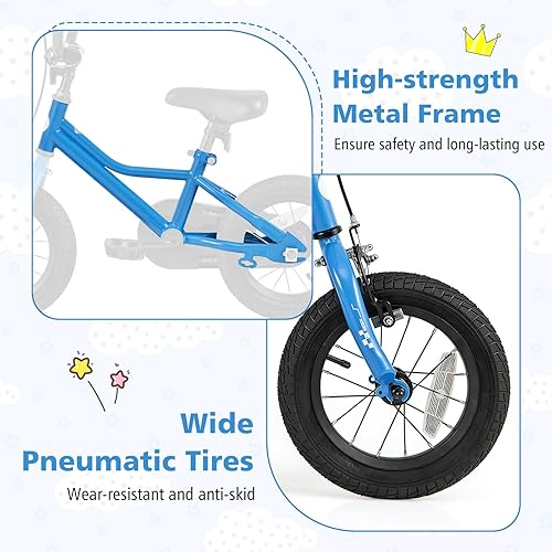 Miniatura 4 de BABY JOY Bicicleta para niños, 12, 14, 16, 18 pulgadas, bicicleta deportiva con ruedas de entrenamiento extraíbles, frenos de mano y posavasos,