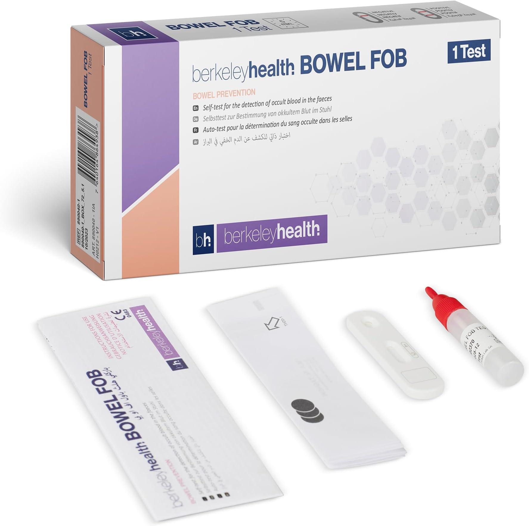 Fecal Occult Blood (FOB) Self Test Kit by Berkeley Health (Easy Check) - Digestive Health Awareness, Simple Home Use, Clear Results in Minutes - 1 Test