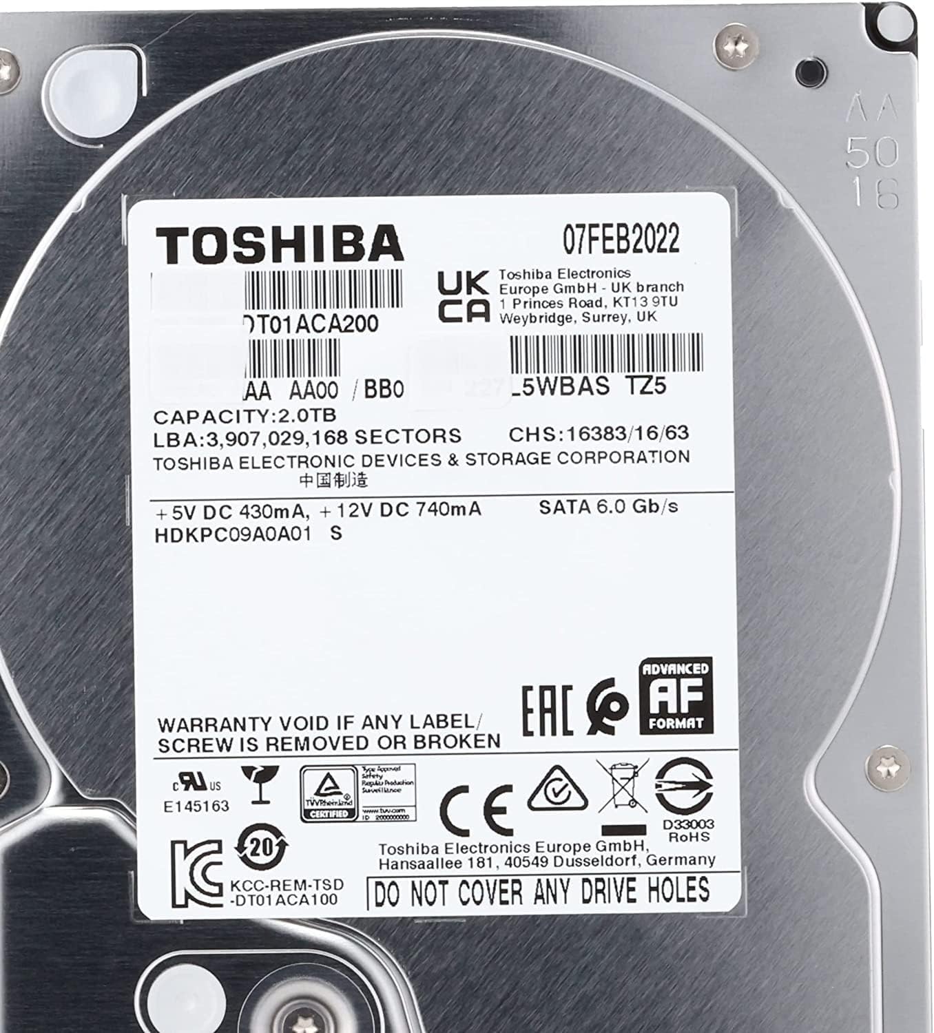 東芝製HDD　内蔵3.5インチ　2TB　DT01ACA200 Amazon.com: Toshiba DT01ACA200 2TB 7200 RPM 3.5