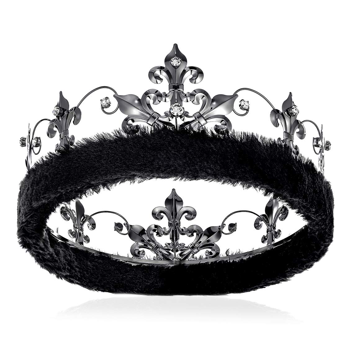 JEHEHUBO Black King Crowns Adults Men Birthday King Crown