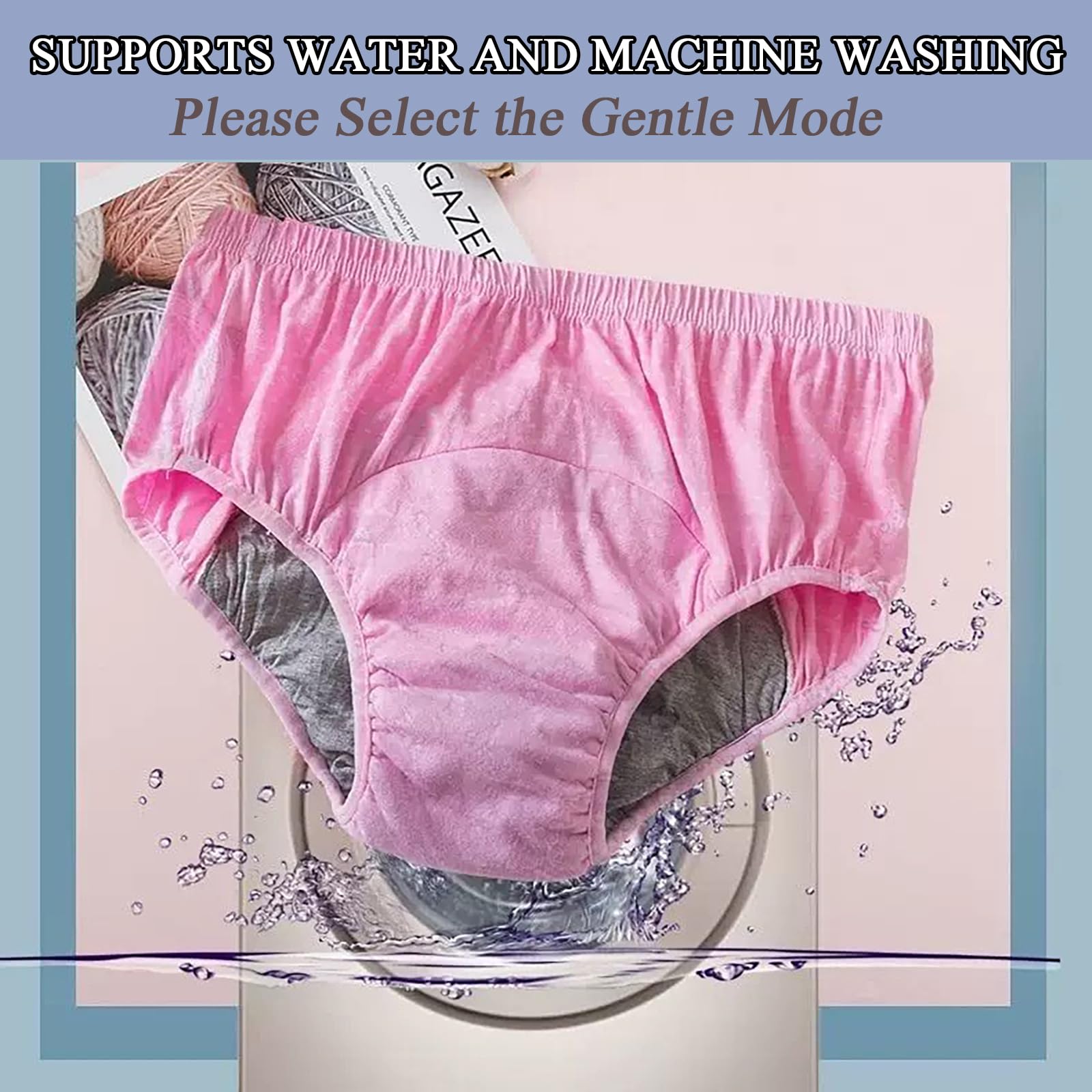 Riutilizzabile Incontinenza Biancheria Intima per Adulti, Pannoloni a Mutandina per Anziani A Prova di Perdite 100% Cotone per l'incontinenza, Post-Partum,3XL
