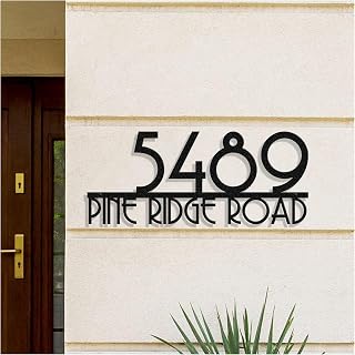 Personalized Metal House Number Sign for Outside Modern - Custom Outdoor Address Number Plaque Street Name Plaque House Letter Sign - Wall Art Decor - Unique Handmade New Home Gift Housewarming Gift