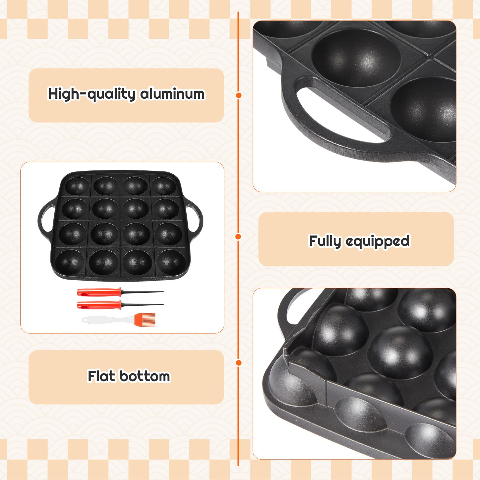 Takoyaki Grill PanTakoyaki Pan Met Handvat Takoyaki Grill Pan Anti Aanbaklaag Takoyaki Grill Pan Plaat