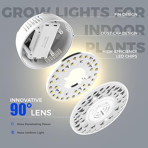 Miniatura 8 de Barrina Orbgrow OG09 Puck - Luz LED de cultivo con LED rojos de 660 nm, 18 W (2 x 9 W, equivalente a 270 vatios), luces de plantas para plantas