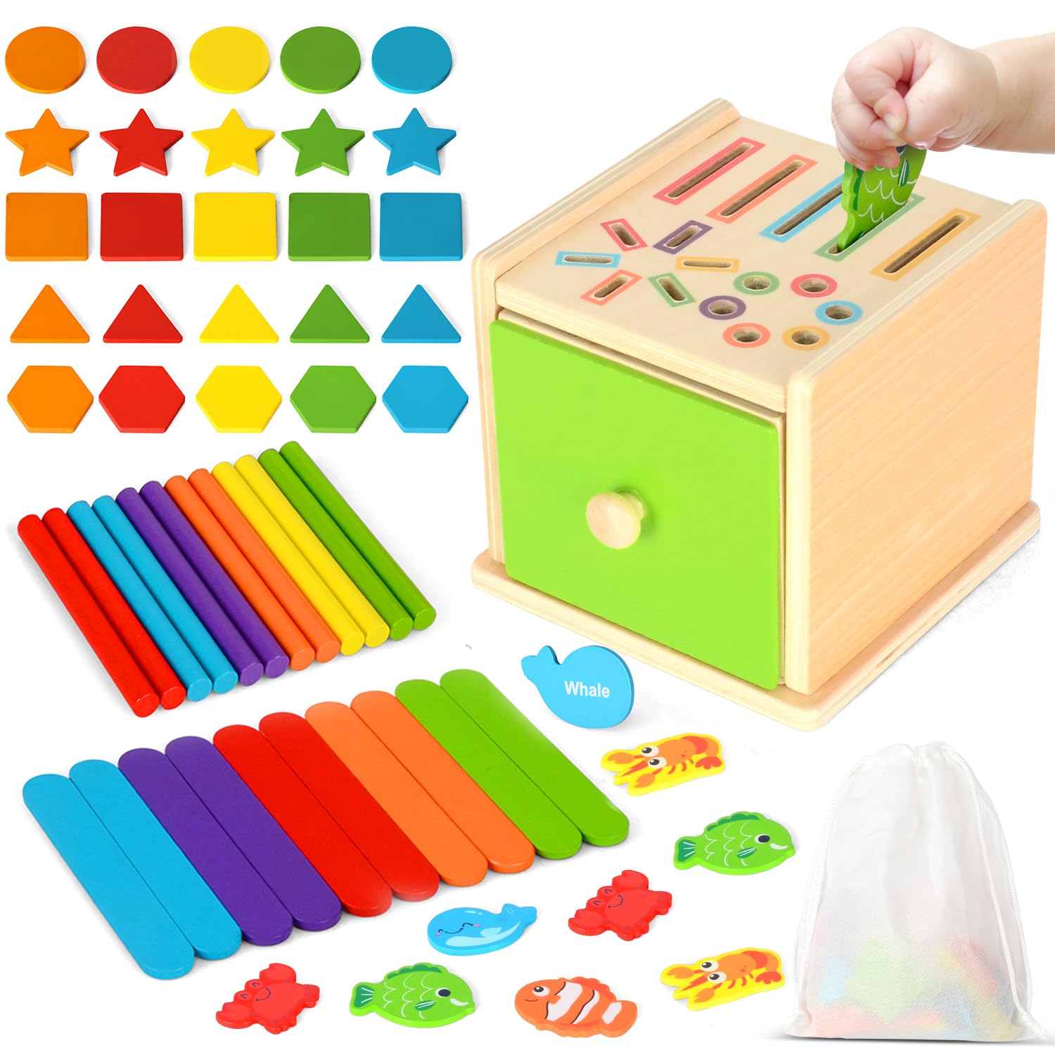 Juguete Montessori De Madera Para Clasificar Formas Y Colores – Set De Encaje Con Cajones Para Niños De 1 A 3 Años, Regalo Educativo