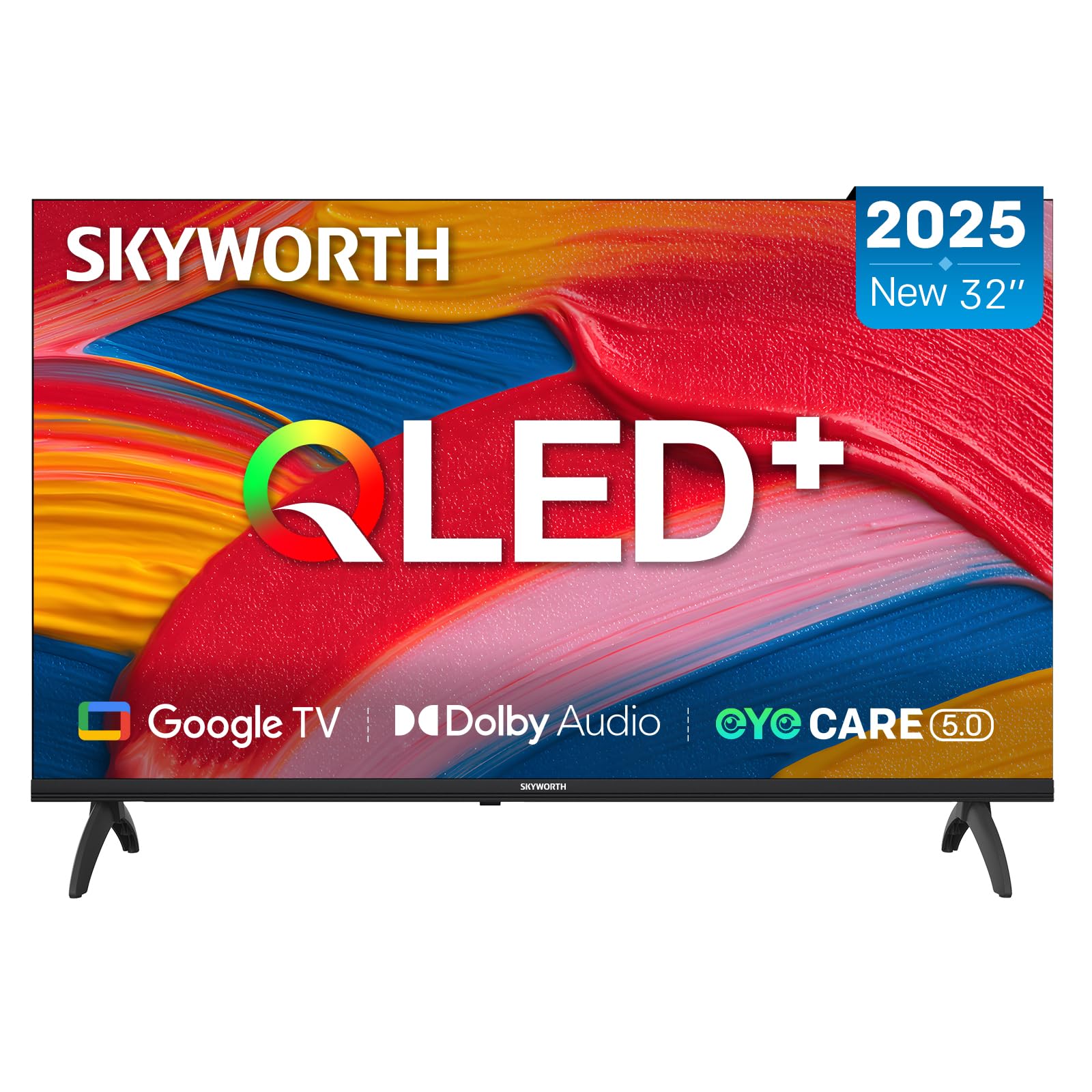 SKYWORTH 32 Inch QLED Smart TV, HD TV Compatible with Google