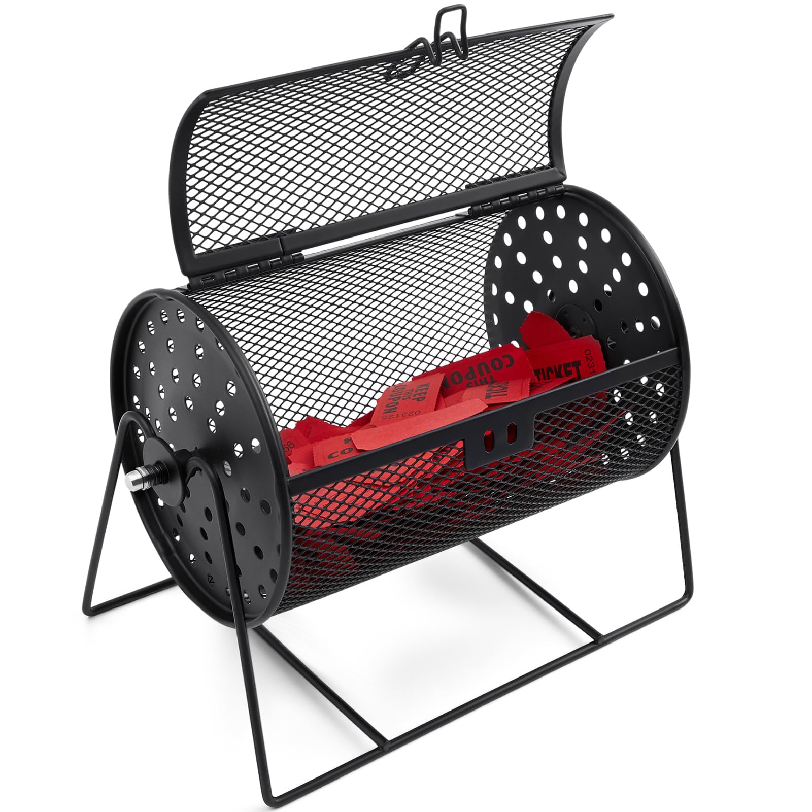 Teenyyou 7.09" X 4.72" Small Raffle Drum Upgraded Ticket Spinner Holds 600 Tickets Raffle Wheel Spinner with Stand Drum Cage for Games Events(Black) — image 1