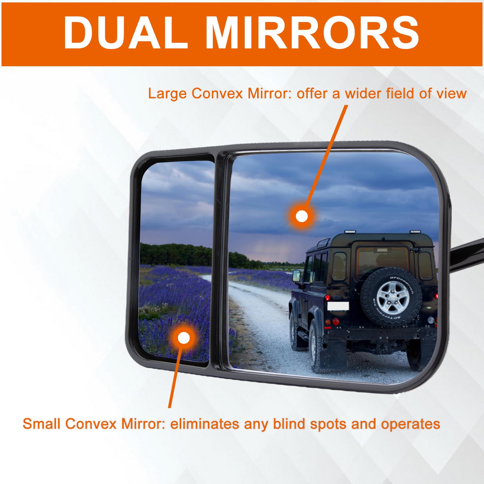 Espejos Caravana Coche Miroir Caravane universel Espejos de remolque Coche ajustables para Remolque Furgoneta Camion Tractor