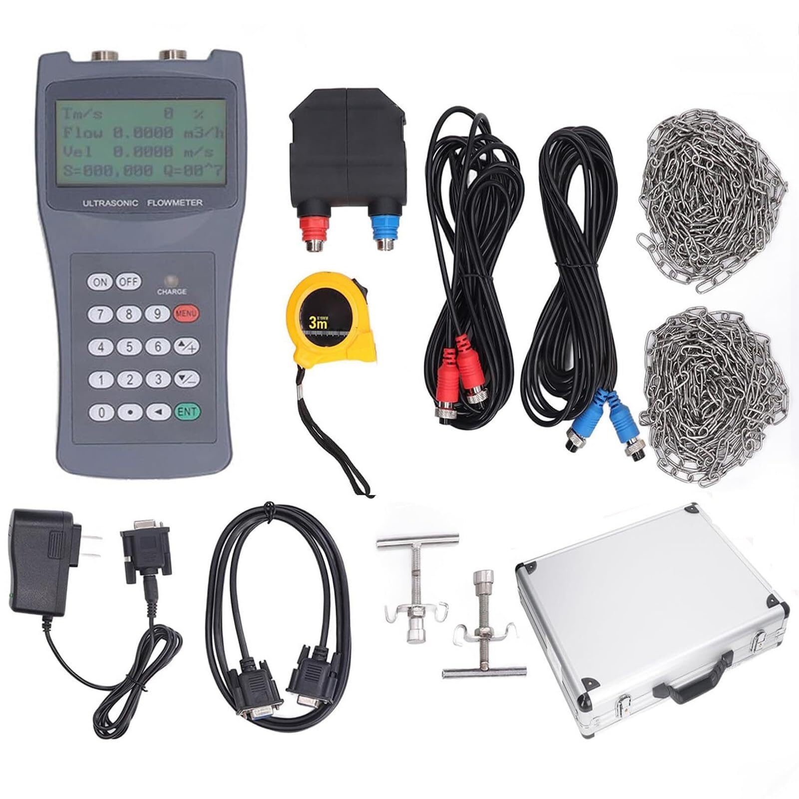 Ultrasonic Liquid Flowmeter TDS-100H Handheld Digital Flow Meter S1/M2/TL-1 Transducer Handheld Ultrasonic Flow Meter Portable Flowmeters(S1)
