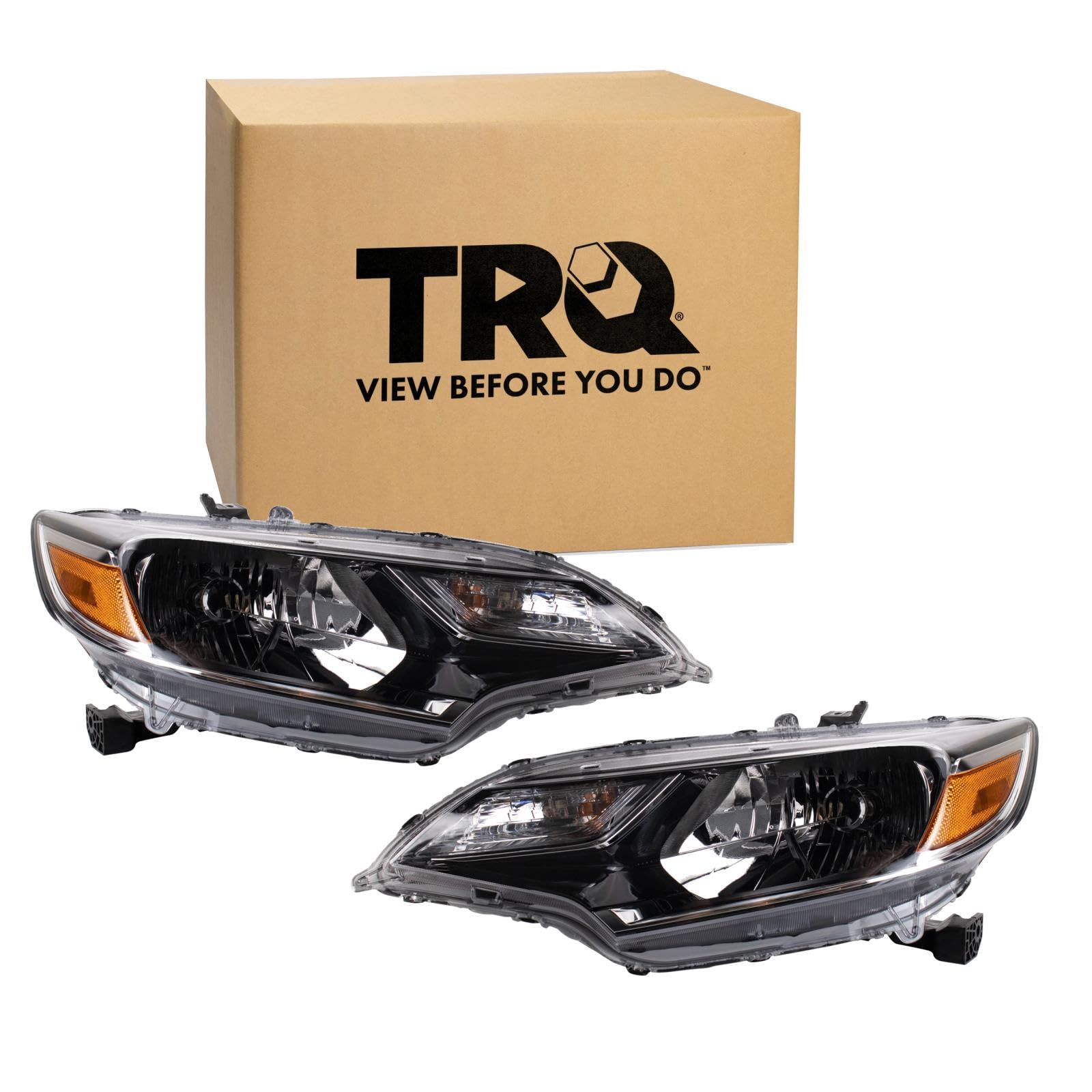 TRQ 2 Piece Headlight Assembly Set Driver &amp; Passenger Side Compatible with Honda Fit 2018-2020 HO2502186 HO2503186 33100-T5A-A31 33100T5AA31 33150-T5A-A31 33150T5AA31