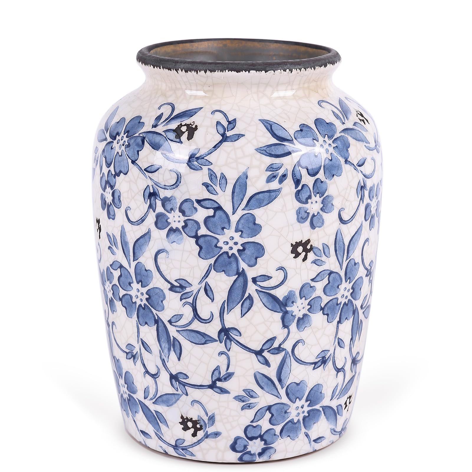 青と白の陶器製花瓶 Amazon.co.jp: レトロな青と白の磁器花瓶、蓋付き、中国風の